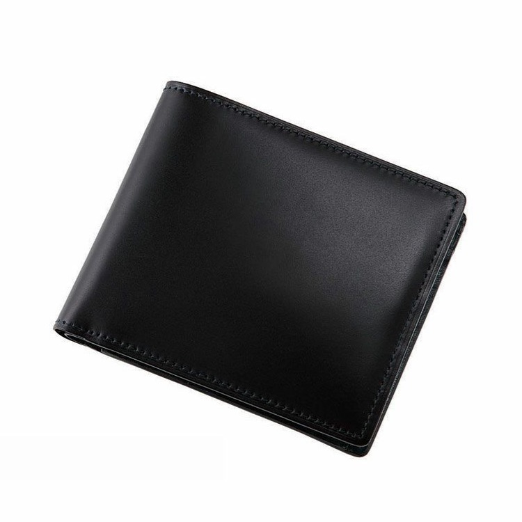 キプリスコードバン＆シラサギバイカラー二つ折り財布ブラック×ネイビー