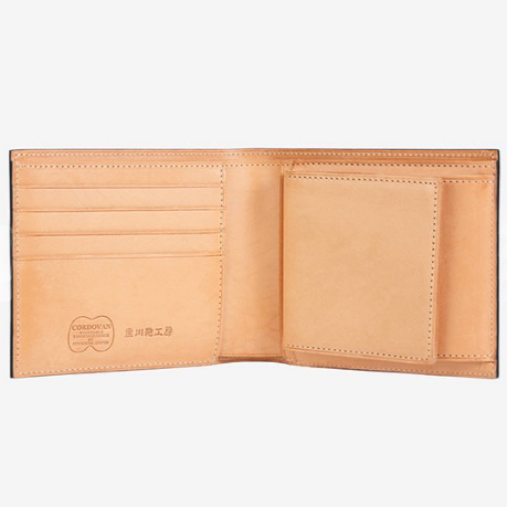 黒川鞄コードバン つや有り 二つ折り財布 小銭入れ付き内装