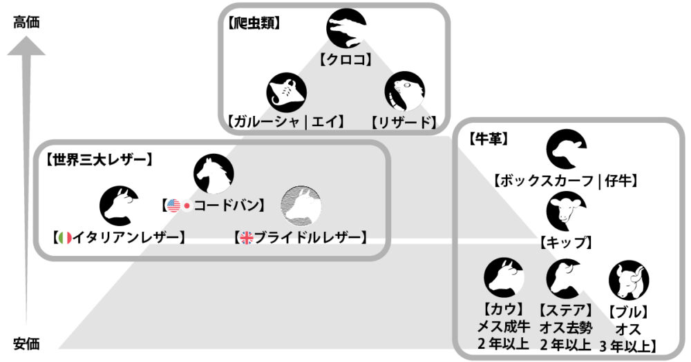 革の種類とランク画像